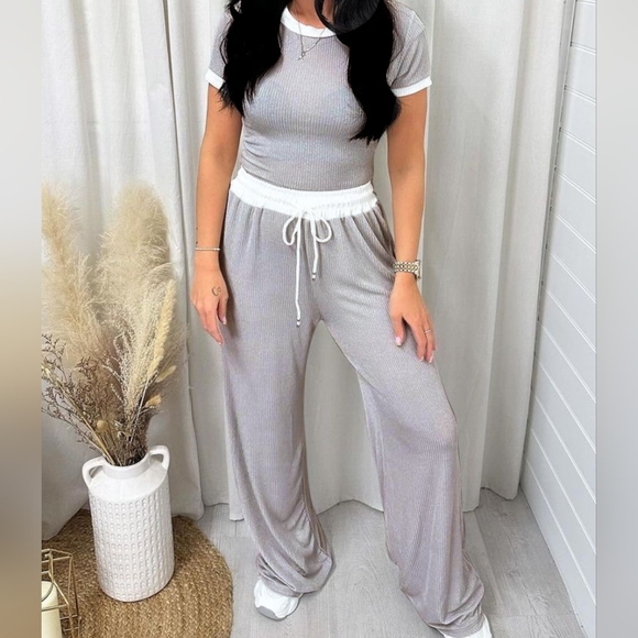 Grey Round Neck Top and Pants Set - Picture 5 of 9